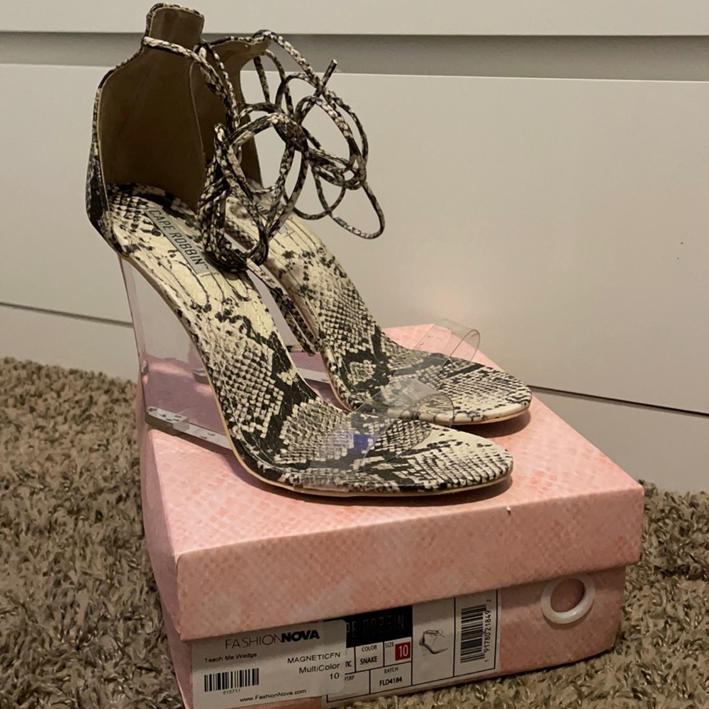 Snake print wedge heel